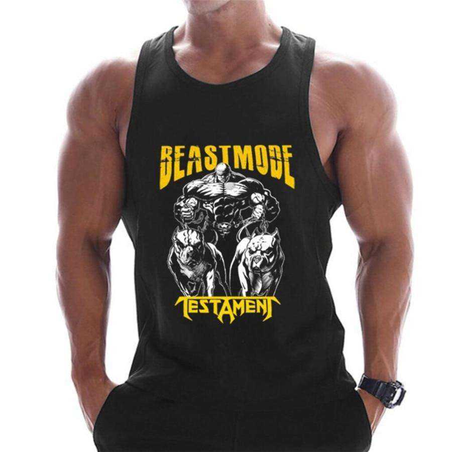 Summer Men Cotton Casual Printed Bodybuilding Gym Fitness Workout Sleeveless Shirt - AWAKENING AESTHETICS
