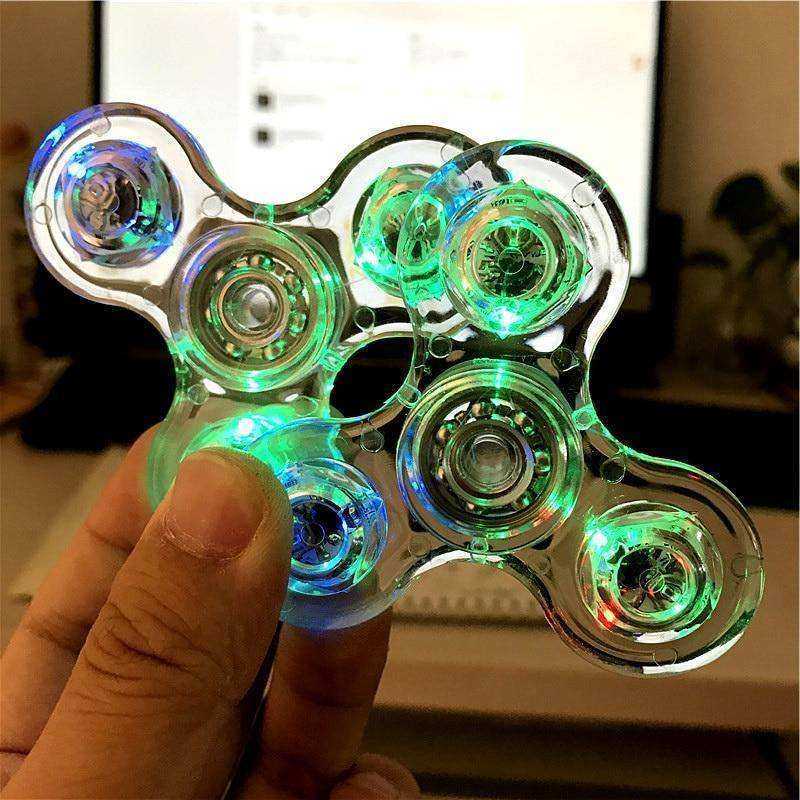 Transparent LED Kids Fidget Spinner Glow in Dark