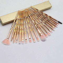 20Pcs Aesthetic Diamond Makeup Brushes with Powder Pouf Set