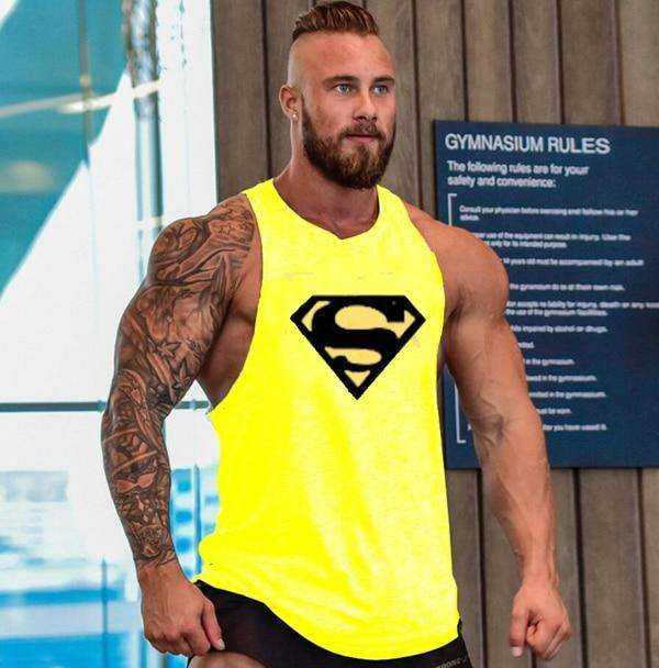 Men Undershirt Skull Bodybuilding Fitness Stringer Tank Tops