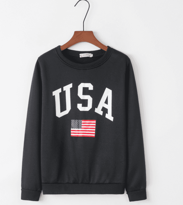 New Design Printed Letter USA/American Flag Sweatshirts