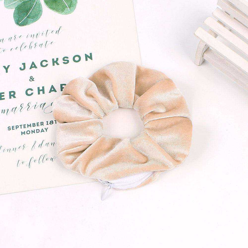 New Velvet Tencel Zipper Pocket Hairband Elastic  Accessories