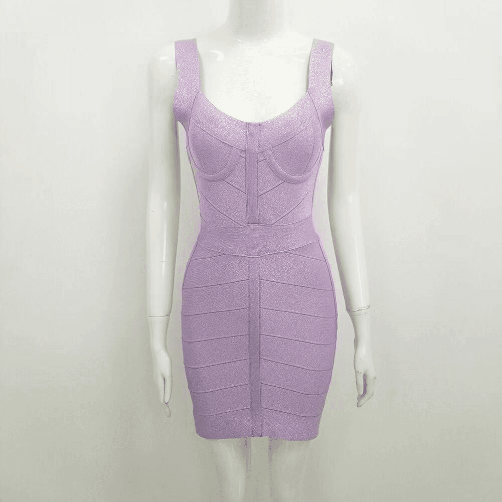 Sexy V Neck Backless Shining Bandage Party Dress