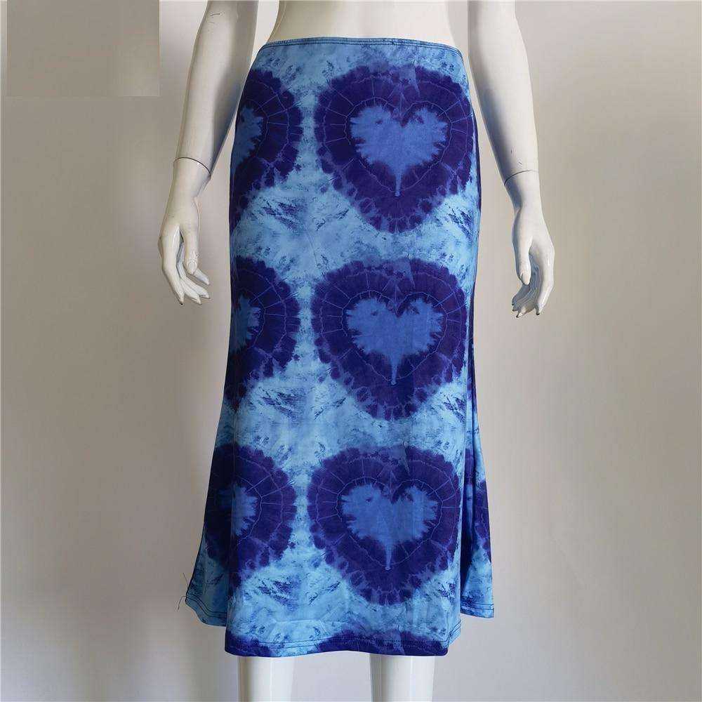 Women's Heart Print Loose Low Waist Package Hip Mid-Calf Skirts