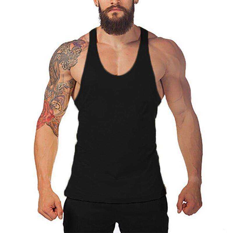 Men's Y Back Brand Bodybuilding and Fitness Clothing Cotton sleeveless shirts