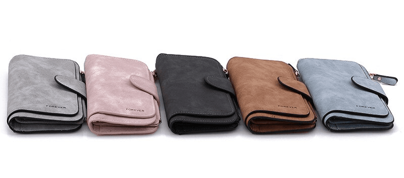 New Women Long Coin Purse Scrub Leather Wallet