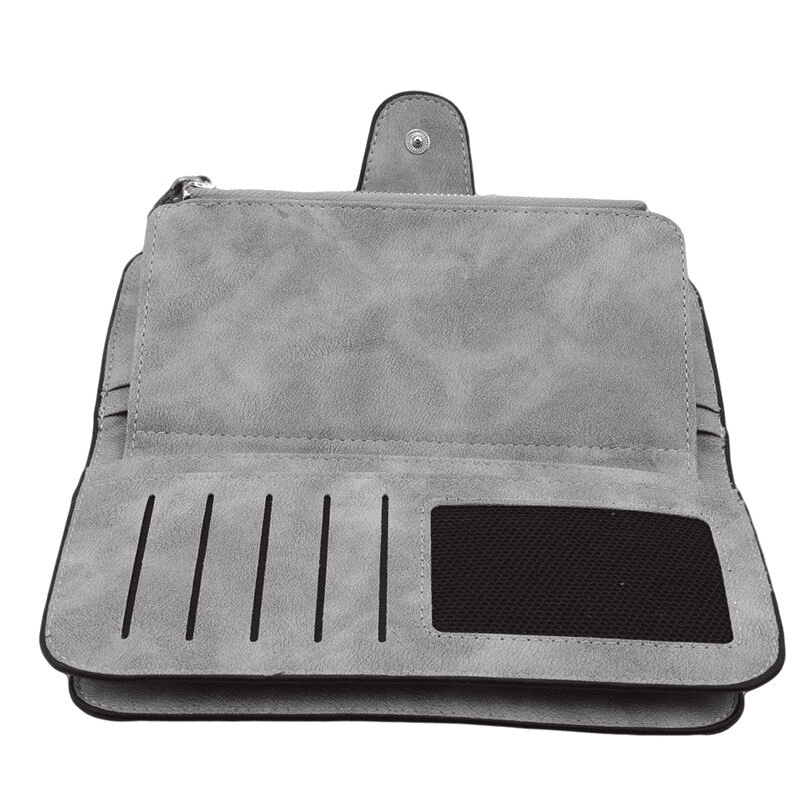 New Women Long Coin Purse Scrub Leather Wallet