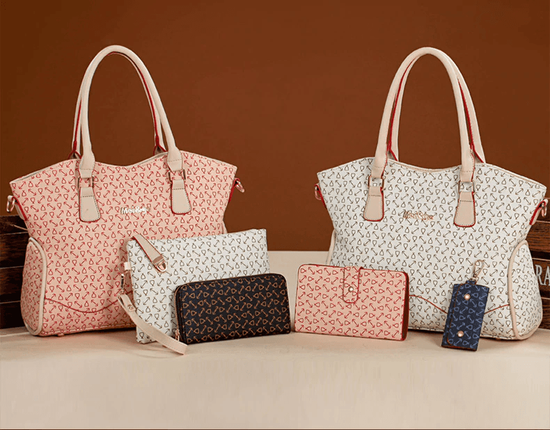 Women's Fashion Leather Bags 6 Piece Set Designer