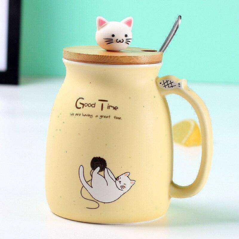 Portable Cat Cute Ceramic Coffee Cup