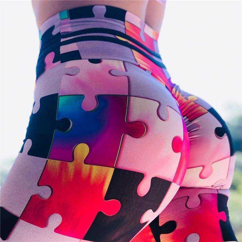 Women Fashion Fitness High Elastic High Waist Green leaf print branch Leggings - AWAKENING AESTHETICS