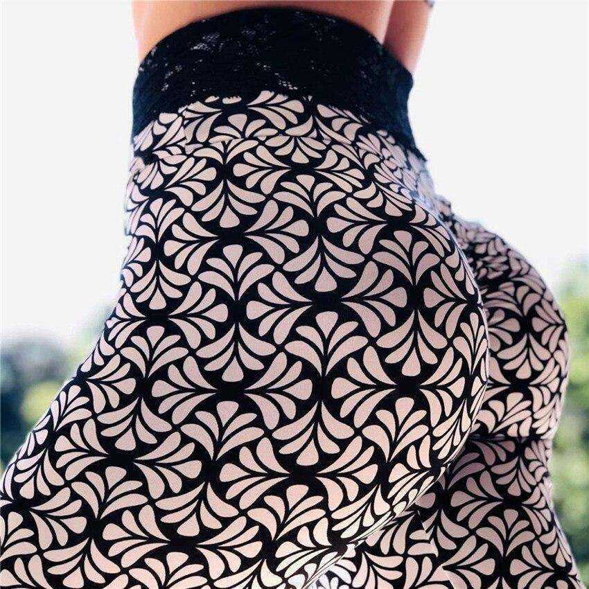 Women Fashion Fitness High Elastic High Waist Green leaf print branch Leggings - AWAKENING AESTHETICS