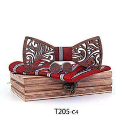 Wooden Bow Tie set and Handkerchief Bow tie Necktie Cravat