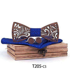 Wooden Bow Tie set and Handkerchief Bow tie Necktie Cravat