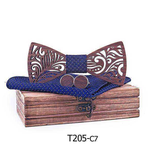 Wooden Bow Tie set and Handkerchief Bow tie Necktie Cravat