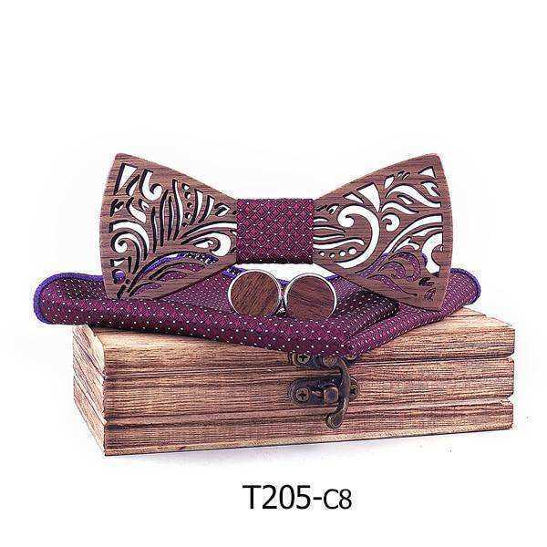 Wooden Bow Tie set and Handkerchief Bow tie Necktie Cravat
