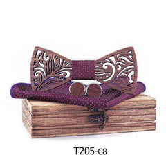 Wooden Bow Tie set and Handkerchief Bow tie Necktie Cravat