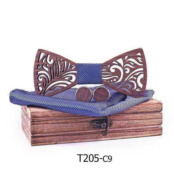Wooden Bow Tie set and Handkerchief Bow tie Necktie Cravat