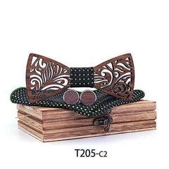 Wooden Bow Tie set and Handkerchief Bow tie Necktie Cravat