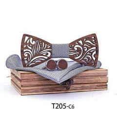 Wooden Bow Tie set and Handkerchief Bow tie Necktie Cravat