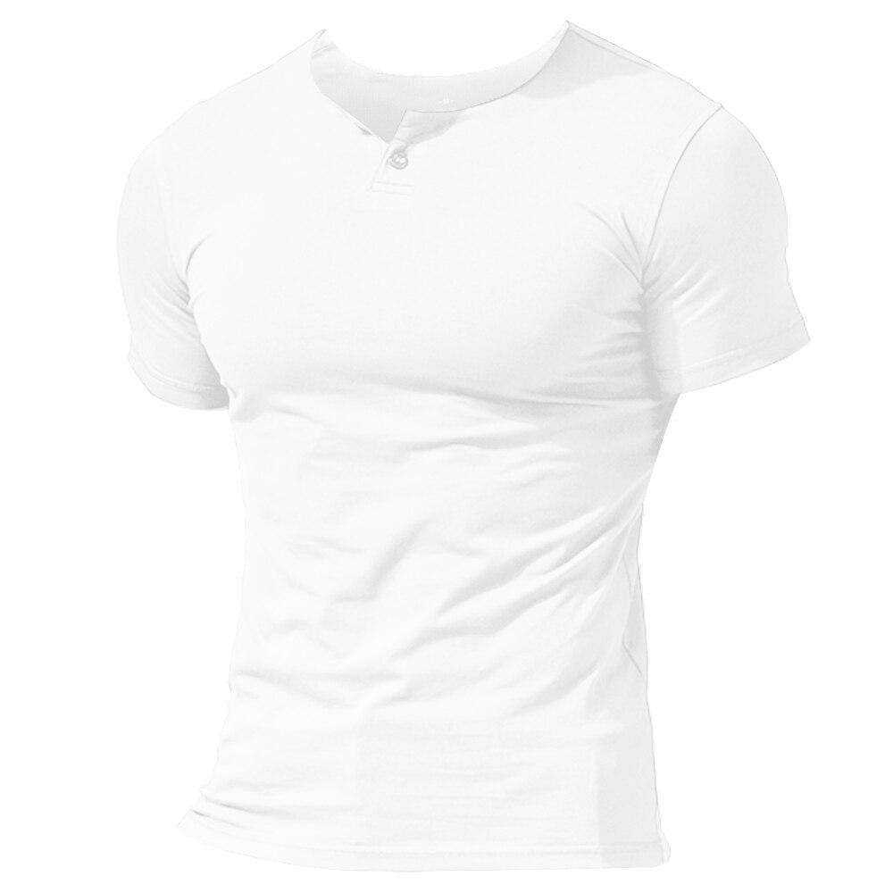 MUSCLE ALIVE Men's Short Sleeve Henleys  T-Shirt Single Button Placket