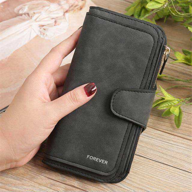 New Women Long Coin Purse Scrub Leather Wallet