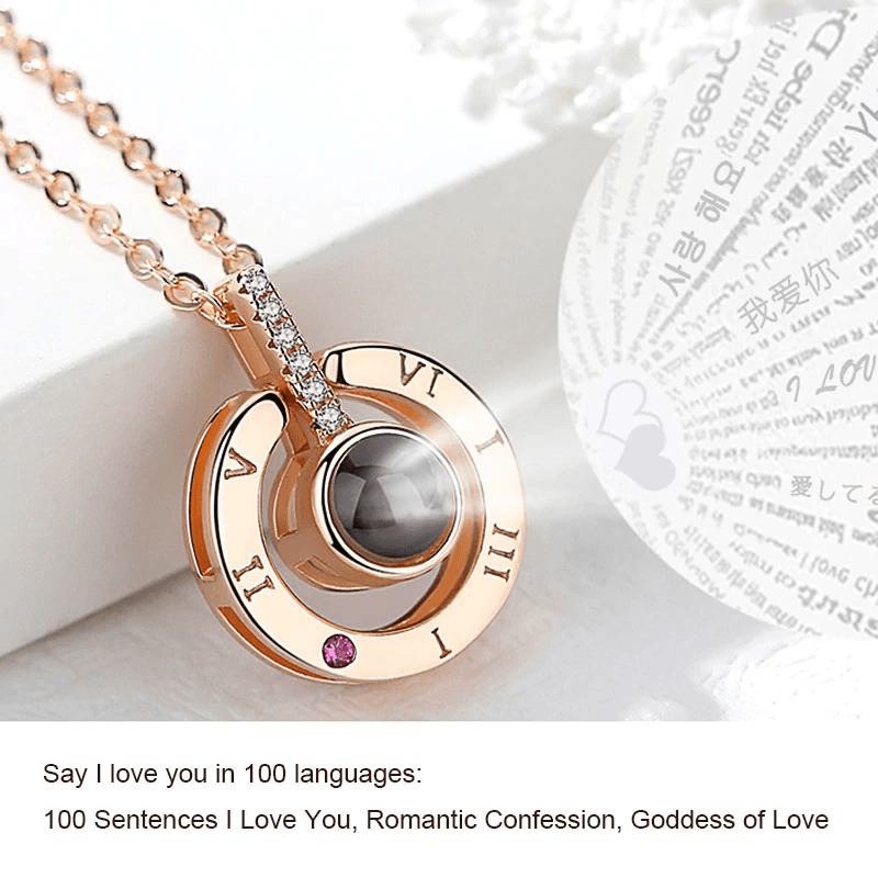 I Love You Necklace 100 Languages Projection Pendant