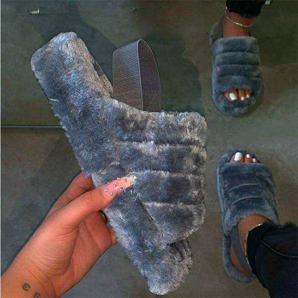 Spring Autumn Sponge Cake Women's Suede Back Strap Cotton Slippers