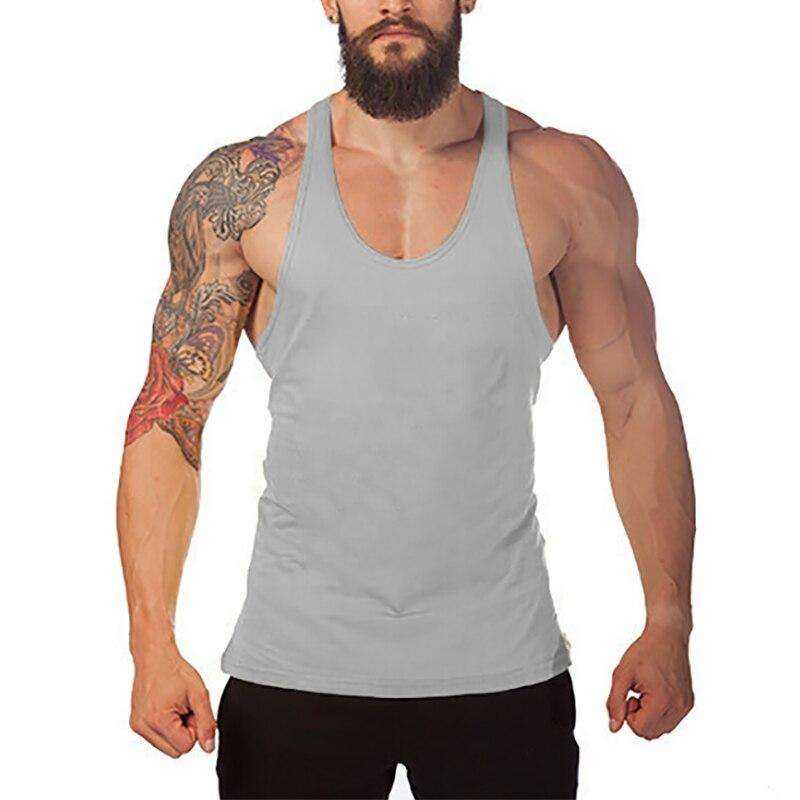 Men's Y Back Brand Bodybuilding and Fitness Clothing Cotton sleeveless shirts