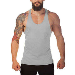 Men's Y Back Brand Bodybuilding and Fitness Clothing Cotton sleeveless shirts