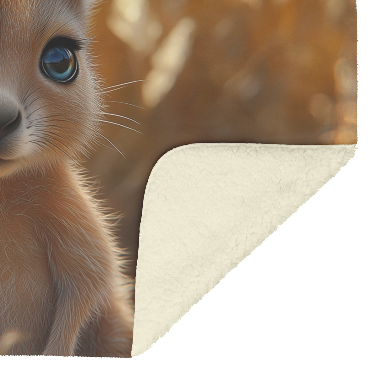 Adorable Baby Kangaroo with Big Blue Eyes Sitting in Golden Grass Cozy Fleece and Sherpa Blanket - Awakening Righteousness