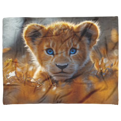 Adorable Lion Baby Fleece and Sherpa Blanket Cozy Autumn Vibes for Your Home - Awakening Righteousness