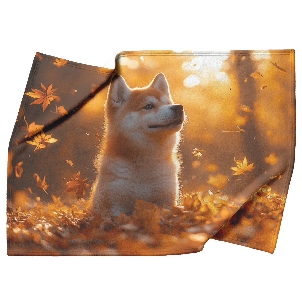 Akita_Puppy_Playing_in_Glowing_Autumn_Fo_H_Blanket_Top_Bottom_Folds_Mockup.png
