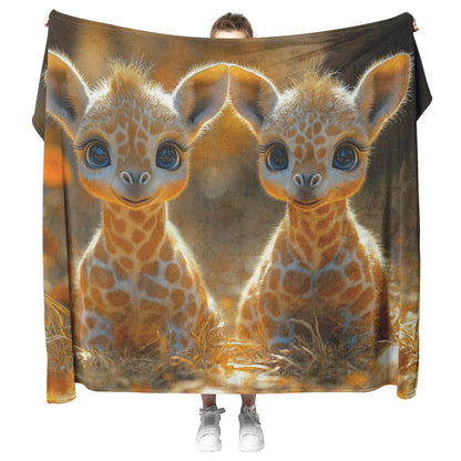 Baby Giraffes Fleece and Sherpa Blanket Golden Glow Savanna Inspired Comfort - Awakening Righteousness