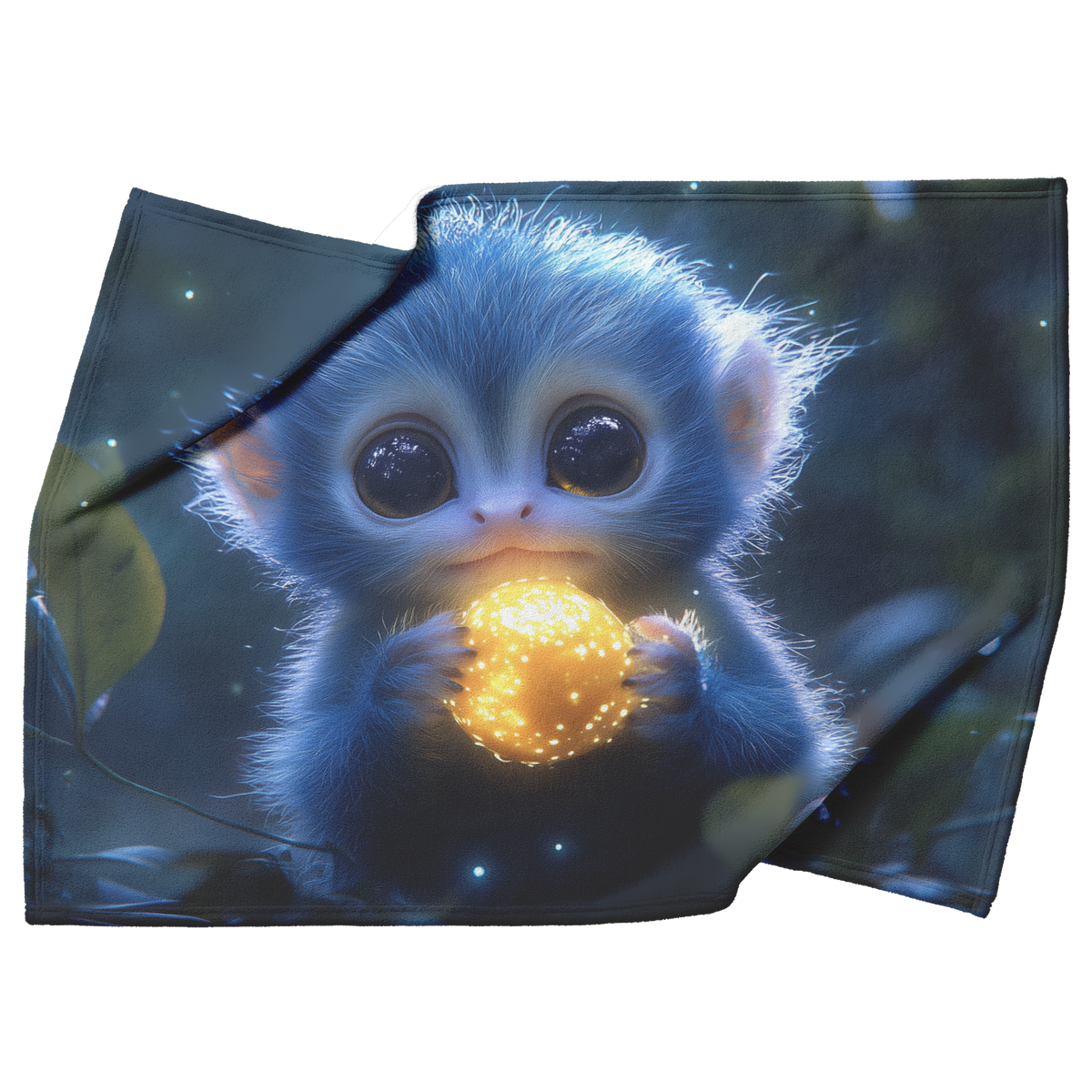 Baby_Marmoset_Holding_Glowing_Fruit_in_B_H_Blanket_Top_Bottom_Folds_Mockup.png
