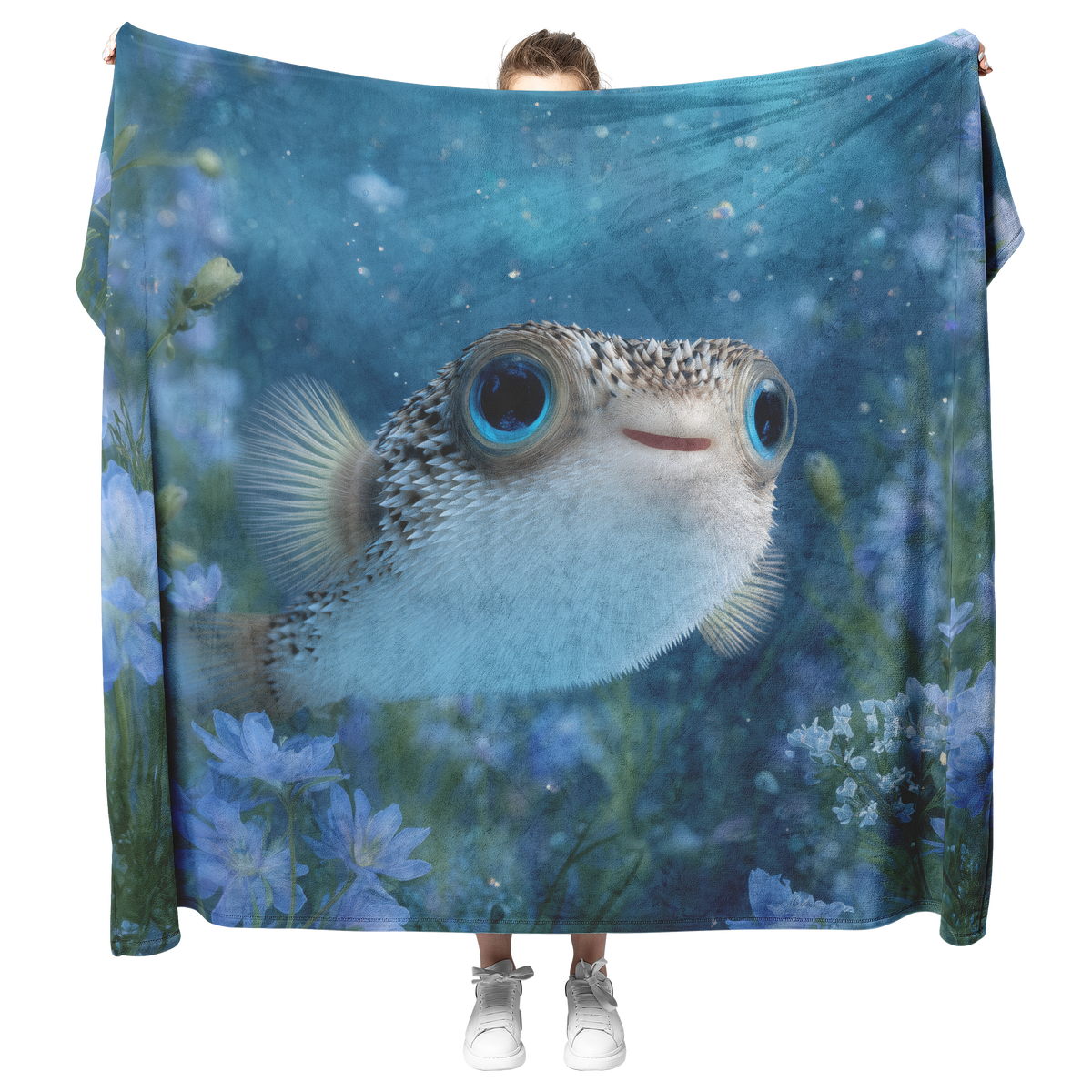 Baby_Pufferfish_With_Big_Blue_Eyes_Float_H_Blanket_Model_Mockup.png
