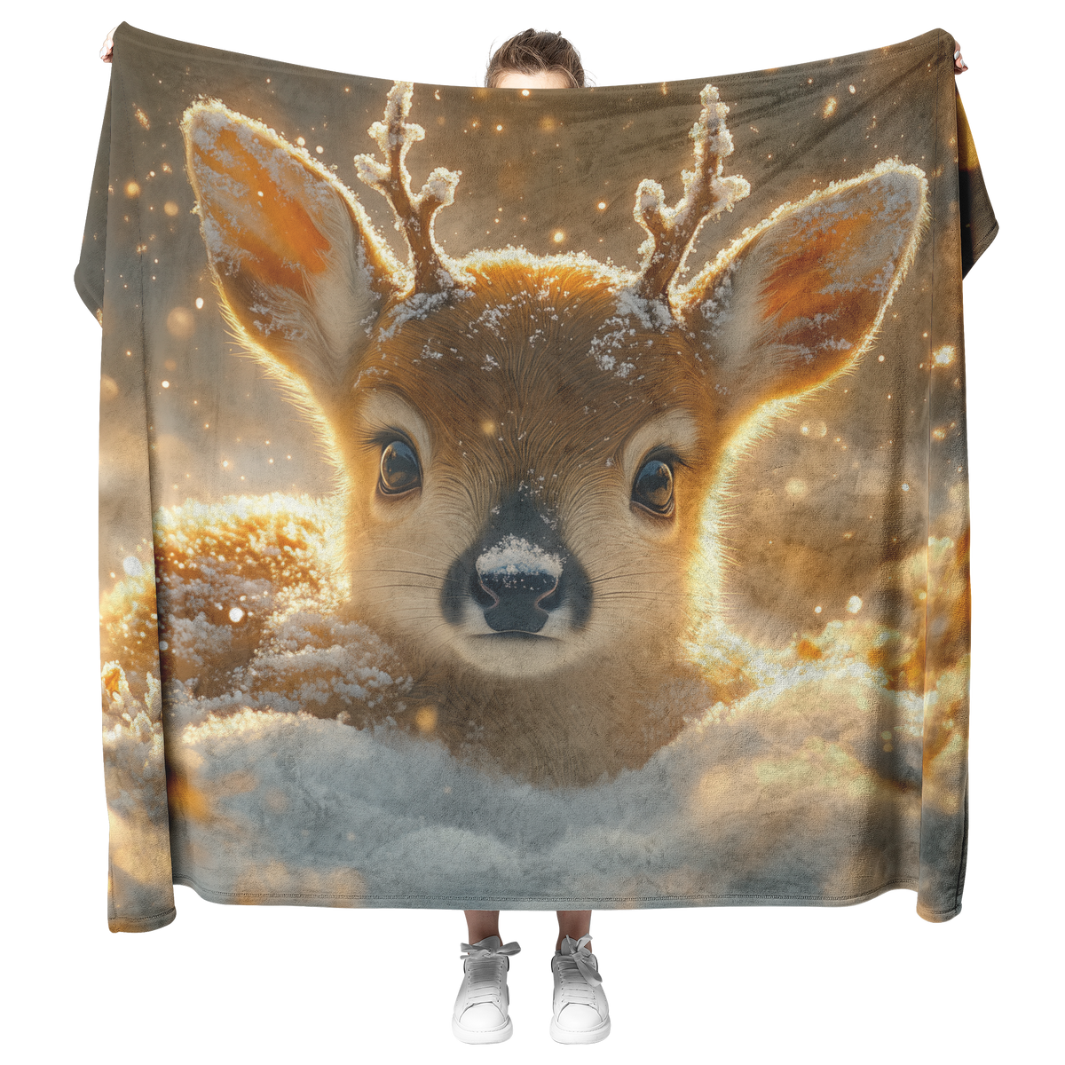 Baby_Reindeer_Resting_on_Glowing_Snow_Su_H_Blanket_Model_Mockup.png