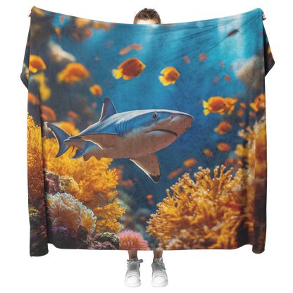Baby_Shark_Swimming_Near_Glowing_Coral_R_H_Blanket_Model_Mockup.png