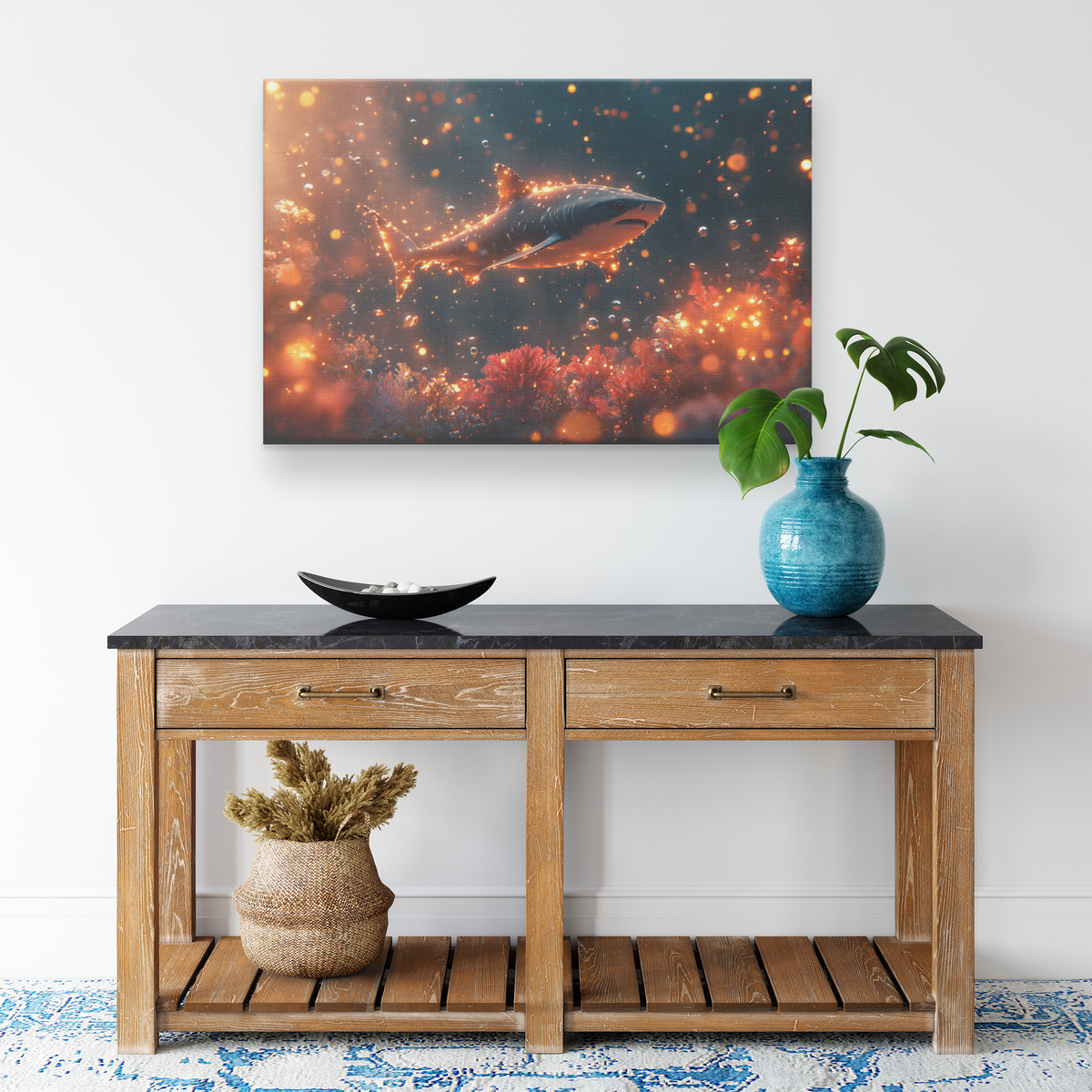 Baby_Shark_Swimming_Through_Glowing_Trop_H_Rectangle_Smaller_Lifestyle_Mockup.png