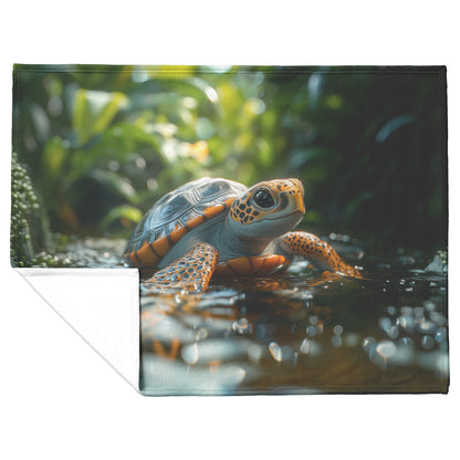 Baby Turtle Cozy Fleece and Sherpa Blanket Enchanting Serenity from the Depths of Nature - Awakening Righteousness