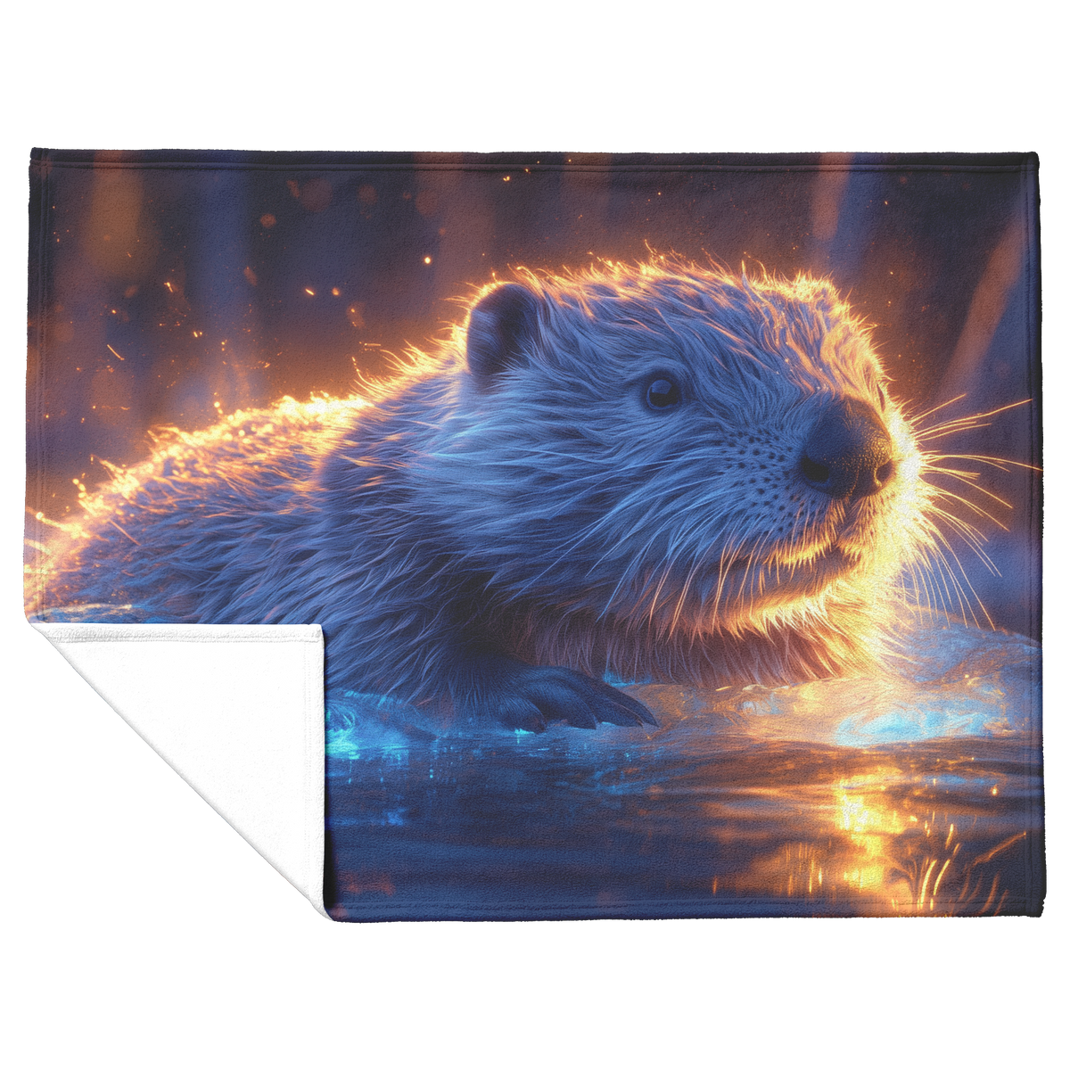 Beaver_Swimming_in_Glowing_Icy_Water_Und_H_Blanket_Flat_Fold_Mockup.png