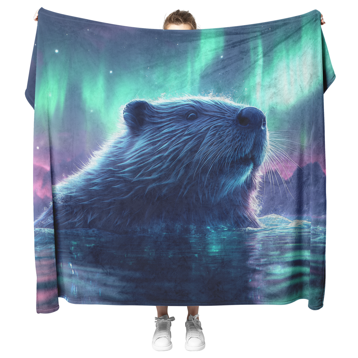 Beaver_Swimming_in_Glowing_Icy_Water_Und_H_Blanket_Model_Mockup.png