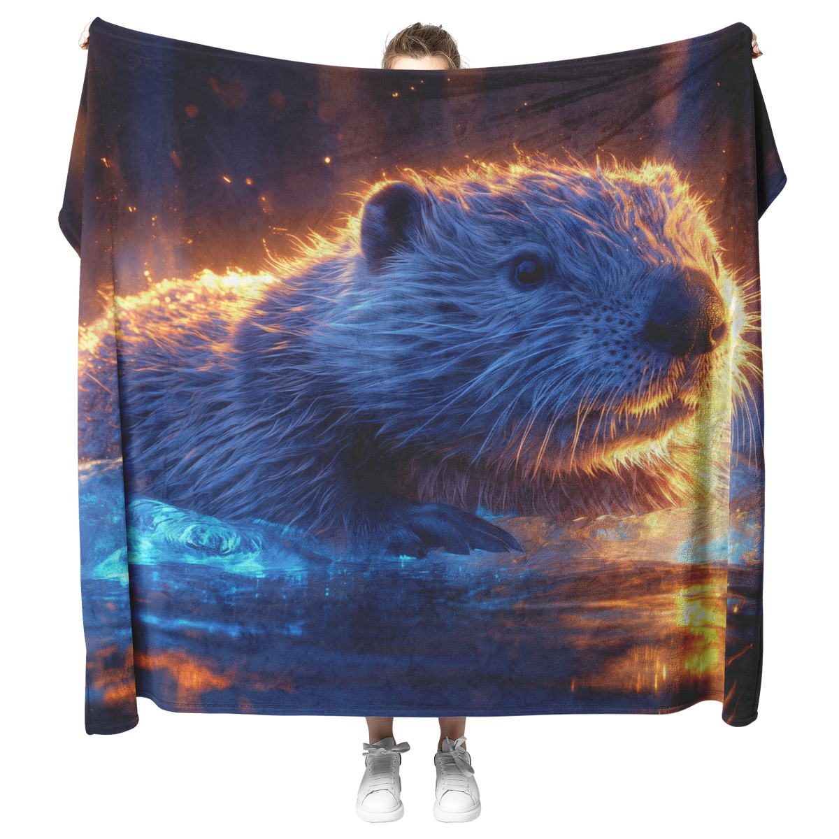 Beaver_Swimming_in_Glowing_Icy_Water_Und_H_Blanket_Model_Mockup.png