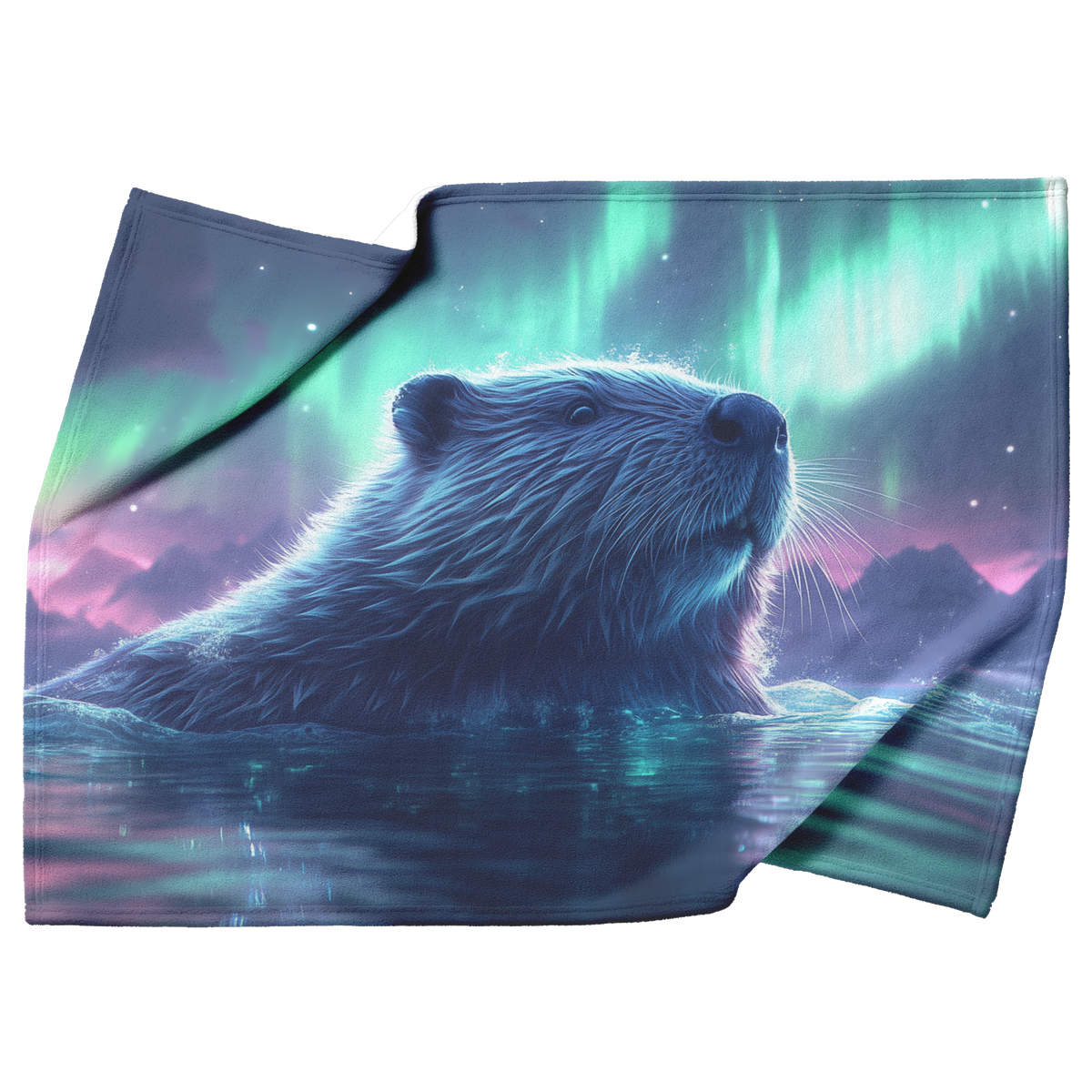 Beaver_Swimming_in_Glowing_Icy_Water_Und_H_Blanket_Top_Bottom_Folds_Mockup.png