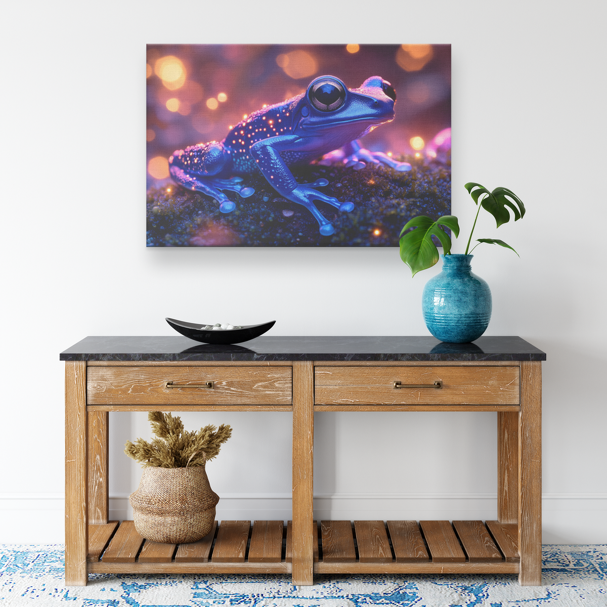 Blue_Poison_Dart_Frog_on_Glowing_Mossy_L_H_Rectangle_Smaller_Lifestyle_Mockup.png