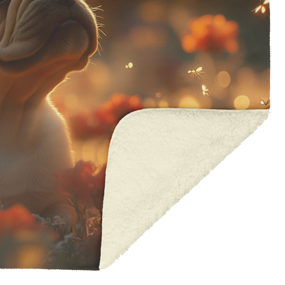 Bulldog_Puppy_in_Garden_with_Flowers_Fir_H_Blanket_Sherpa_Mockup.png