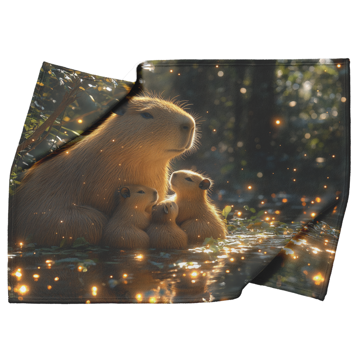 Capybara_Family_by_Glowing_Jungle_Pond_w_H_Blanket_Top_Bottom_Folds_Mockup.png