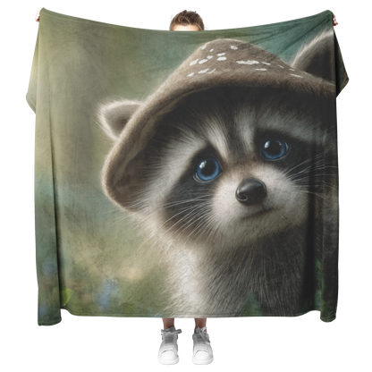 Child_Like_Raccoon_In_Mushroom_Cap_Hat_E_H_Blanket_Model_Mockup.png_15278790