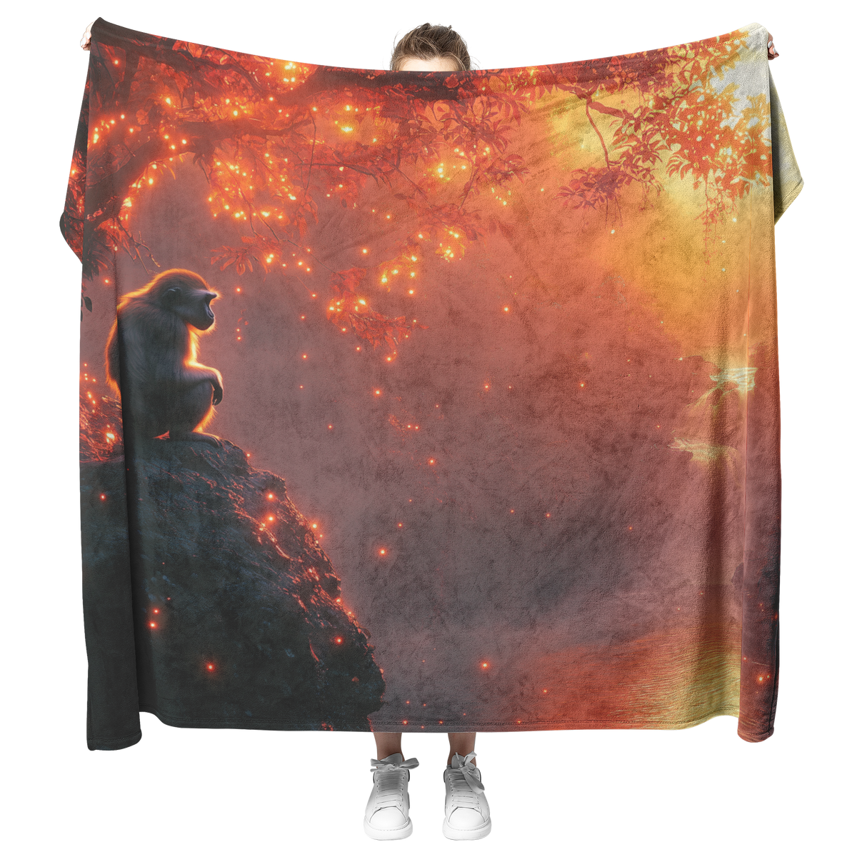 Colobus_Monkey_Perched_on_Glowing_Rock_B_H_Blanket_Model_Mockup.png