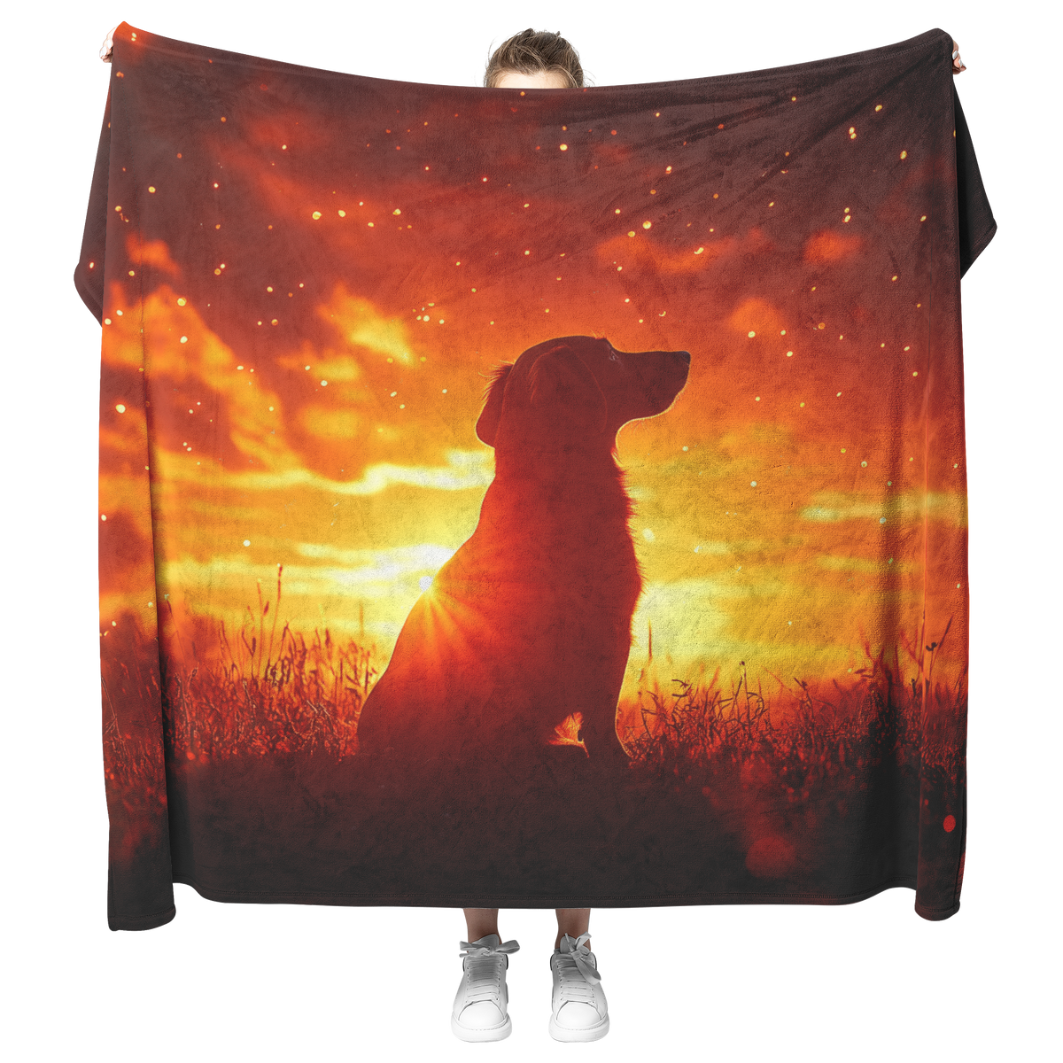 Dachshund_Silhouette_at_Sunset_on_Hillto_H_Blanket_Model_Mockup.png