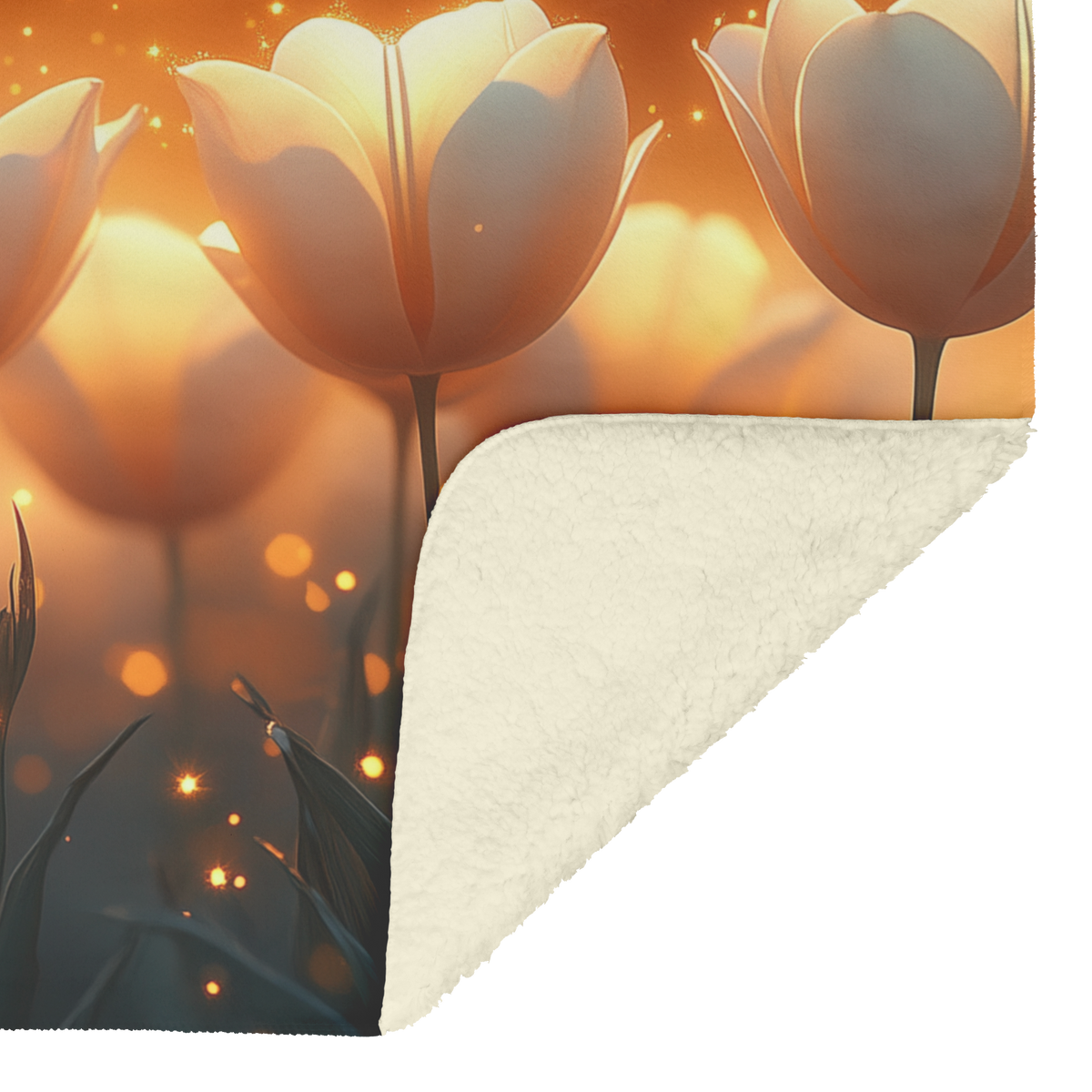 Garden_of_Glowing_White_Tulips_with_Gold_H_Blanket_Sherpa_Mockup.png